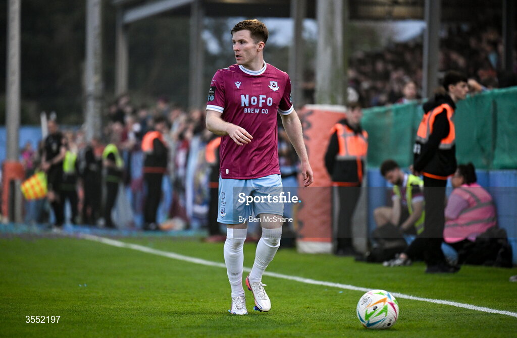 28 August 2026; Conor Kane of Drogheda United during the SSE Airtricity Men’s Premier Division match between Drogheda United and Dundalk at Sullivan & Lambe Park in Drogheda, Louth. Photo by Ben McShane/Sportsfile
