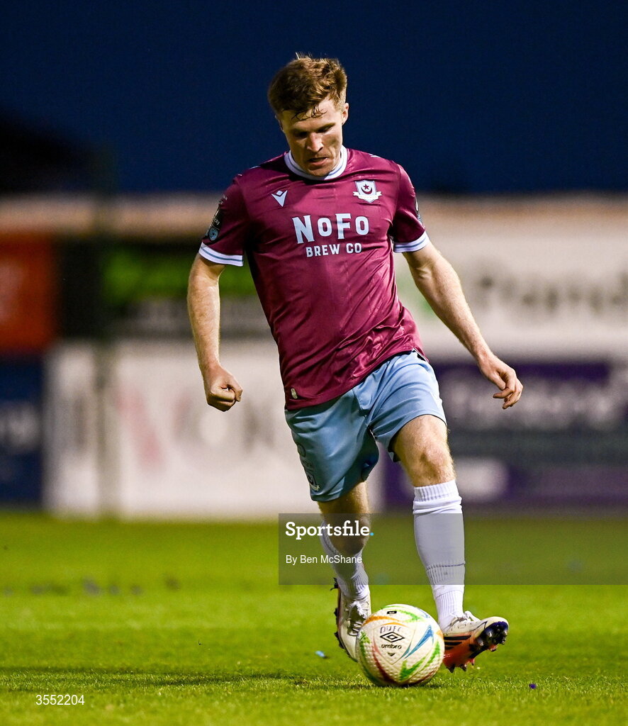 28 August 2026; Conor Kane of Drogheda United during the SSE Airtricity Men’s Premier Division match between Drogheda United and Dundalk at Sullivan & Lambe Park in Drogheda, Louth. Photo by Ben McShane/Sportsfile