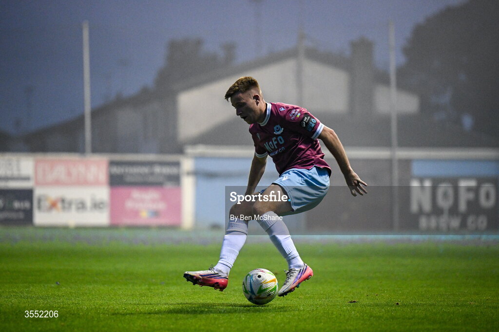 28 August 2026; Brandon Kavanagh of Drogheda United during the SSE Airtricity Men’s Premier Division match between Drogheda United and Dundalk at Sullivan & Lambe Park in Drogheda, Louth. Photo by Ben McShane/Sportsfile