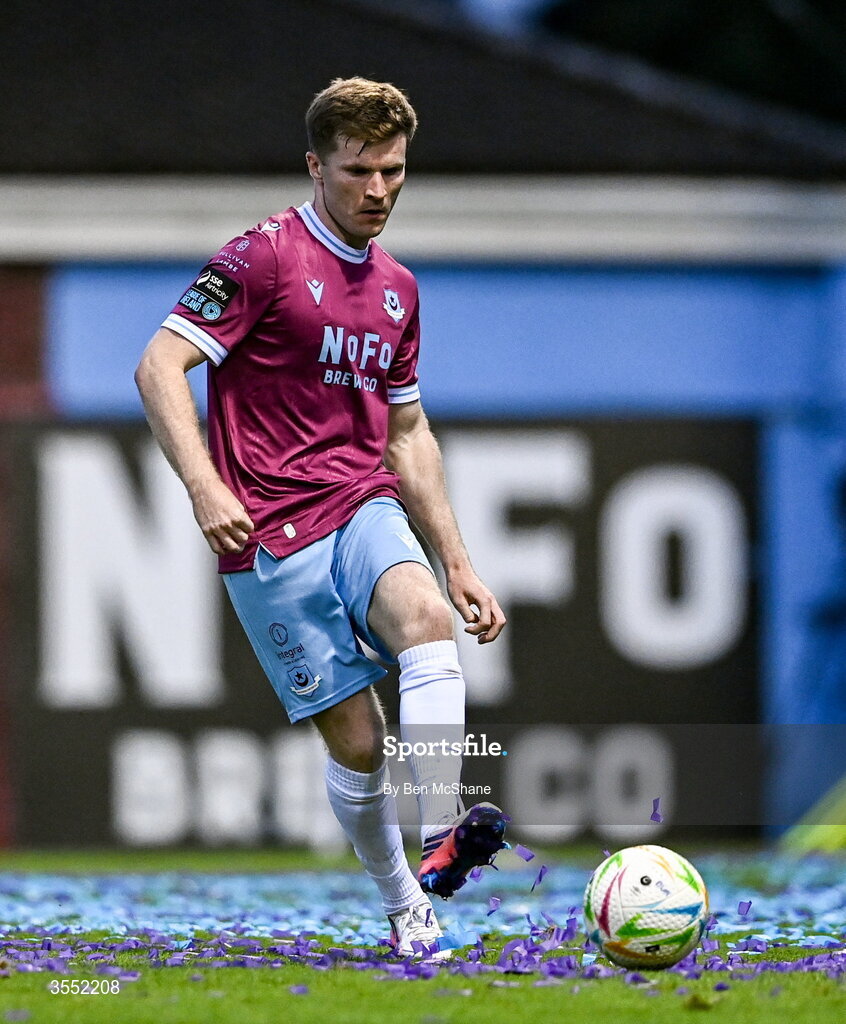28 August 2026; Conor Kane of Drogheda United during the SSE Airtricity Men’s Premier Division match between Drogheda United and Dundalk at Sullivan & Lambe Park in Drogheda, Louth. Photo by Ben McShane/Sportsfile