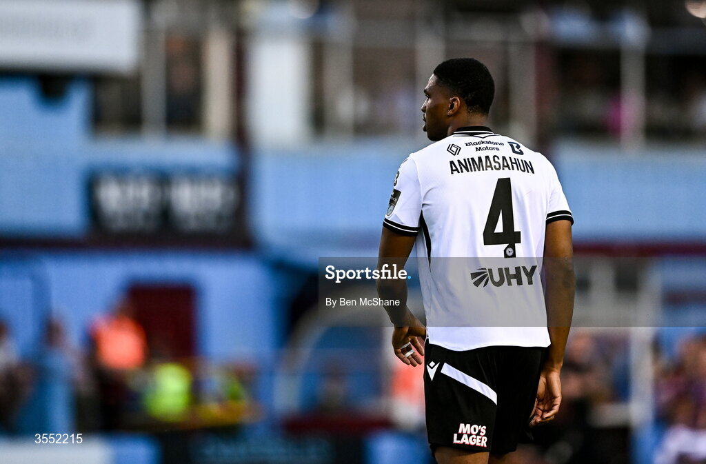 28 August 2026; Mayowa Animasahun of Dundalk during the SSE Airtricity Men’s Premier Division match between Drogheda United and Dundalk at Sullivan & Lambe Park in Drogheda, Louth. Photo by Ben McShane/Sportsfile