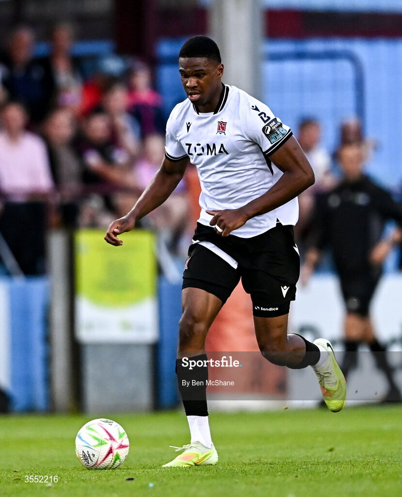 28 August 2026; Mayowa Animasahun of Dundalk during the SSE Airtricity Men’s Premier Division match between Drogheda United and Dundalk at Sullivan & Lambe Park in Drogheda, Louth. Photo by Ben McShane/Sportsfile