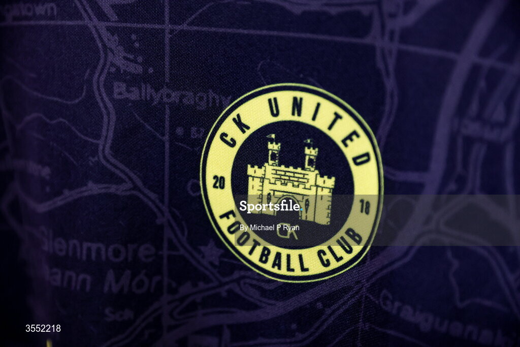 29 August 2026; A detailed view of the CK United crest before the FAI National League Group 3 match between CK United and Newbridge Town at SETU Sports Complex in Carlow. Photo by Michael P Ryan/Sportsfile