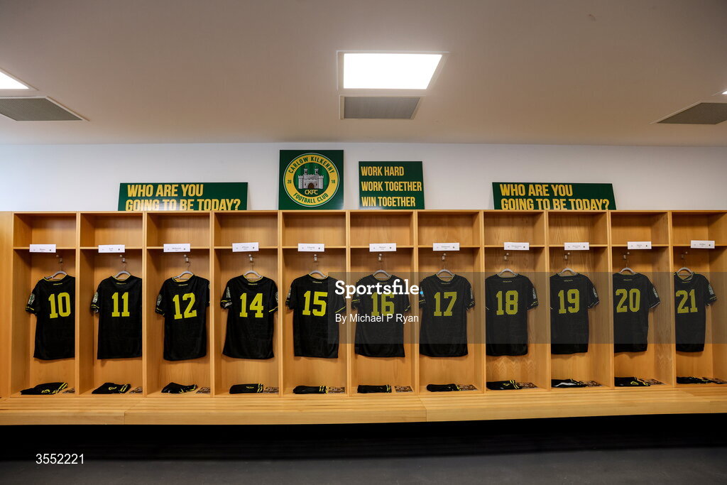 29 August 2026; A general view of the CK United dressingroom before the FAI National League Group 3 match between CK United and Newbridge Town at SETU Sports Complex in Carlow. Photo by Michael P Ryan/Sportsfile