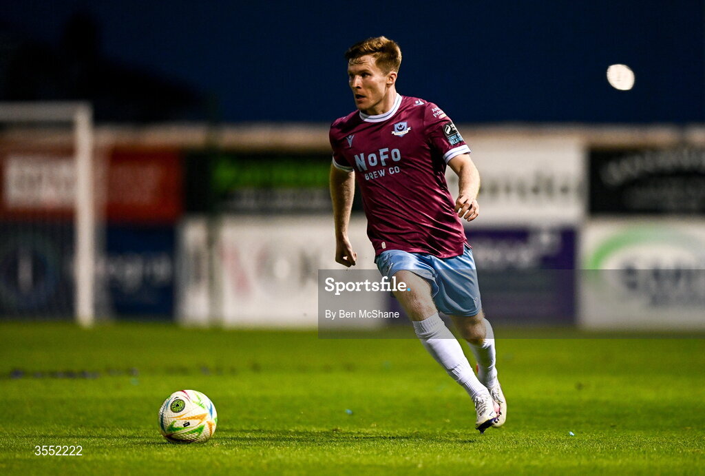 28 August 2026; Conor Kane of Drogheda United during the SSE Airtricity Men’s Premier Division match between Drogheda United and Dundalk at Sullivan & Lambe Park in Drogheda, Louth. Photo by Ben McShane/Sportsfile