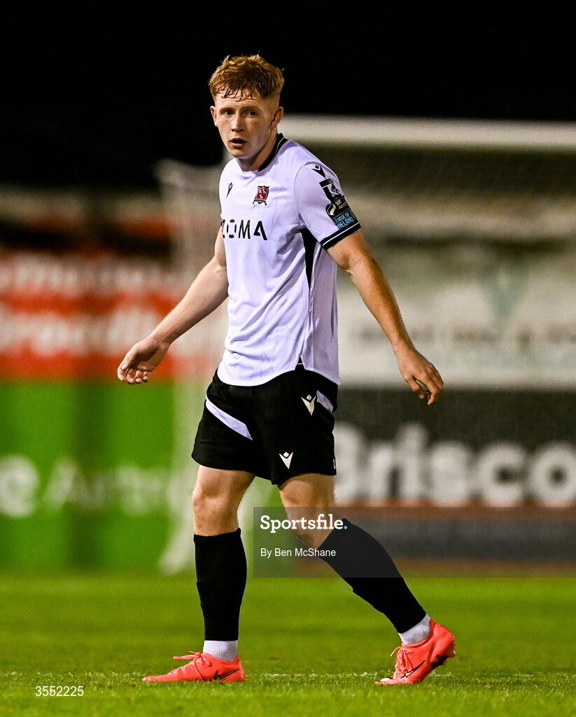 28 August 2026; Cian Dillon of Dundalk during the SSE Airtricity Men’s Premier Division match between Drogheda United and Dundalk at Sullivan & Lambe Park in Drogheda, Louth. Photo by Ben McShane/Sportsfile