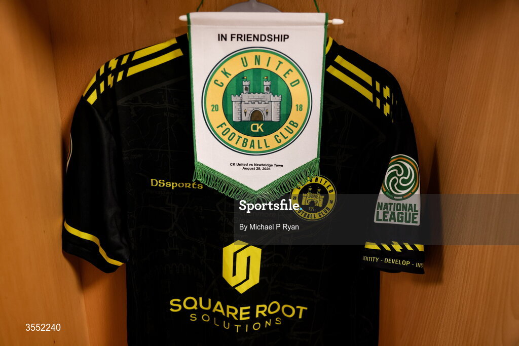 29 August 2026; A general view of the CK United dressingroom before the FAI National League Group 3 match between CK United and Newbridge Town at SETU Sports Complex in Carlow. Photo by Michael P Ryan/Sportsfile