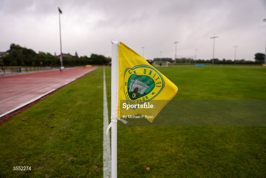 29 August 2026; A general view of a corner flag before the FAI National League Group 3 match between CK United and Newbridge Town at SETU Sports Complex in Carlow. Photo by Michael P Ryan/Sportsfile