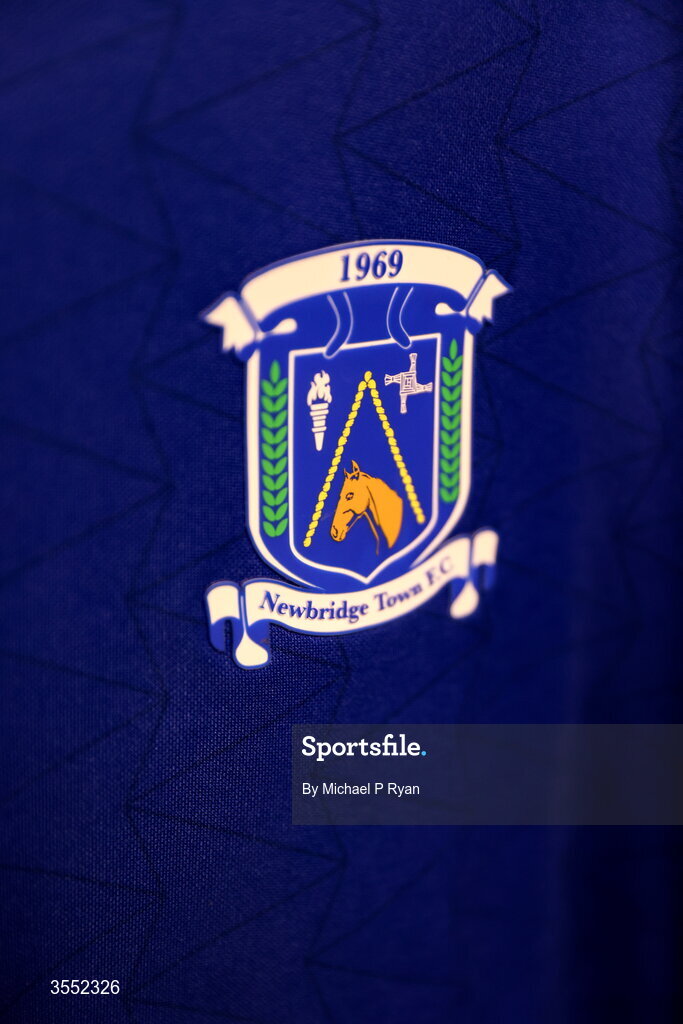29 August 2026; A detailed view of the Newbridge Town crest before the FAI National League Group 3 match between CK United and Newbridge Town at SETU Sports Complex in Carlow. Photo by Michael P Ryan/Sportsfile
