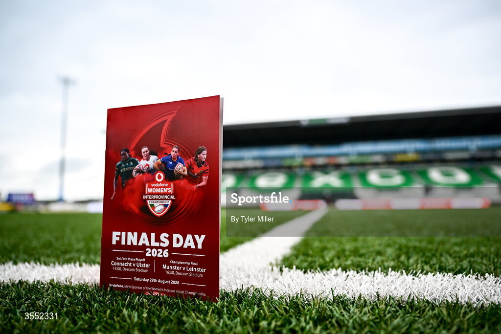 29 August 2026; A general view of the match programme before the Vodafone Womens Interprovincial Championship final match between Munster and Leinster at Dexcom Stadium in Galway. Photo by Tyler Miller/Sportsfile