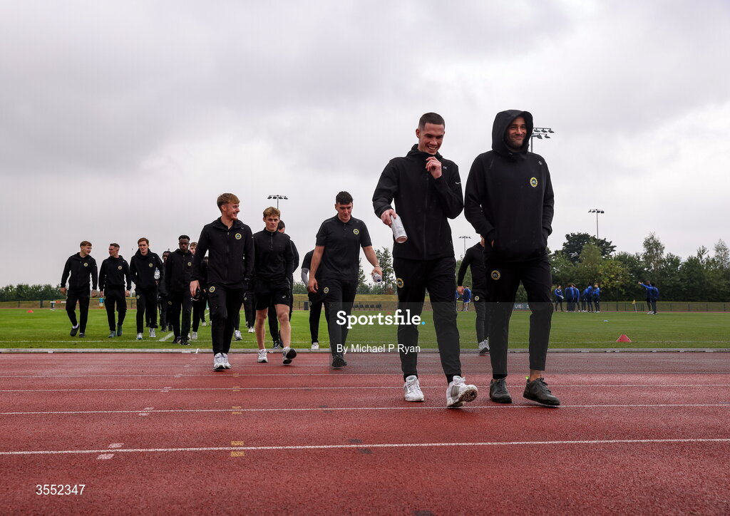 29 August 2026; CK United players before the FAI National League Group 3 match between CK United and Newbridge Town at SETU Sports Complex in Carlow. Photo by Michael P Ryan/Sportsfile