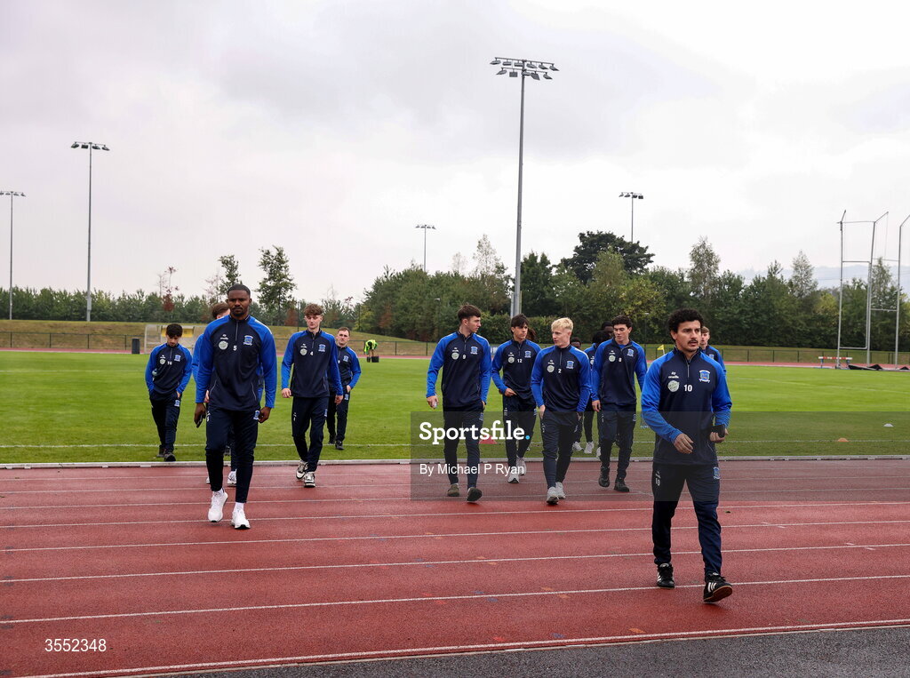 29 August 2026; Newbridge Town players before the FAI National League Group 3 match between CK United and Newbridge Town at SETU Sports Complex in Carlow. Photo by Michael P Ryan/Sportsfile