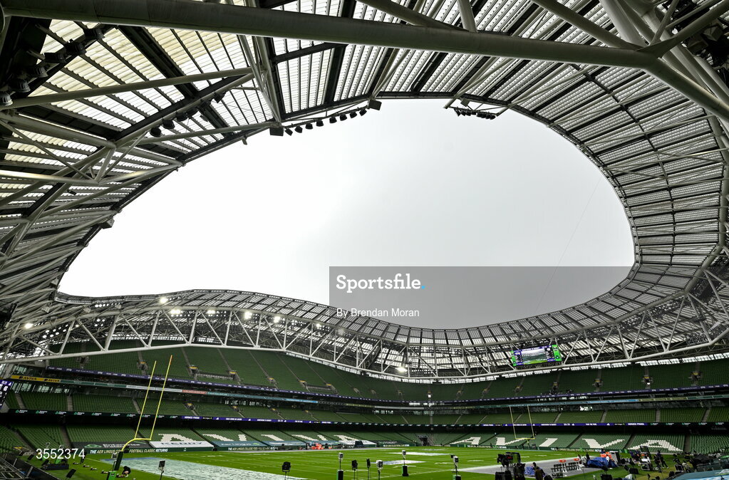 29 August 2026; A general view of Aviva Stadium before the 2026 Aer Lingus College Football Classic match between TCU and North Carolina in Dublin. Photo by Brendan Moran/Sportsfile