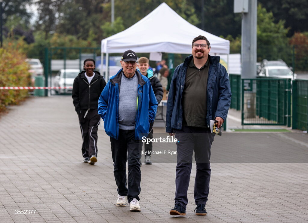 29 August 2026; Supporters arrive before the FAI National League Group 3 match between CK United and Newbridge Town at SETU Sports Complex in Carlow. Photo by Michael P Ryan/Sportsfile