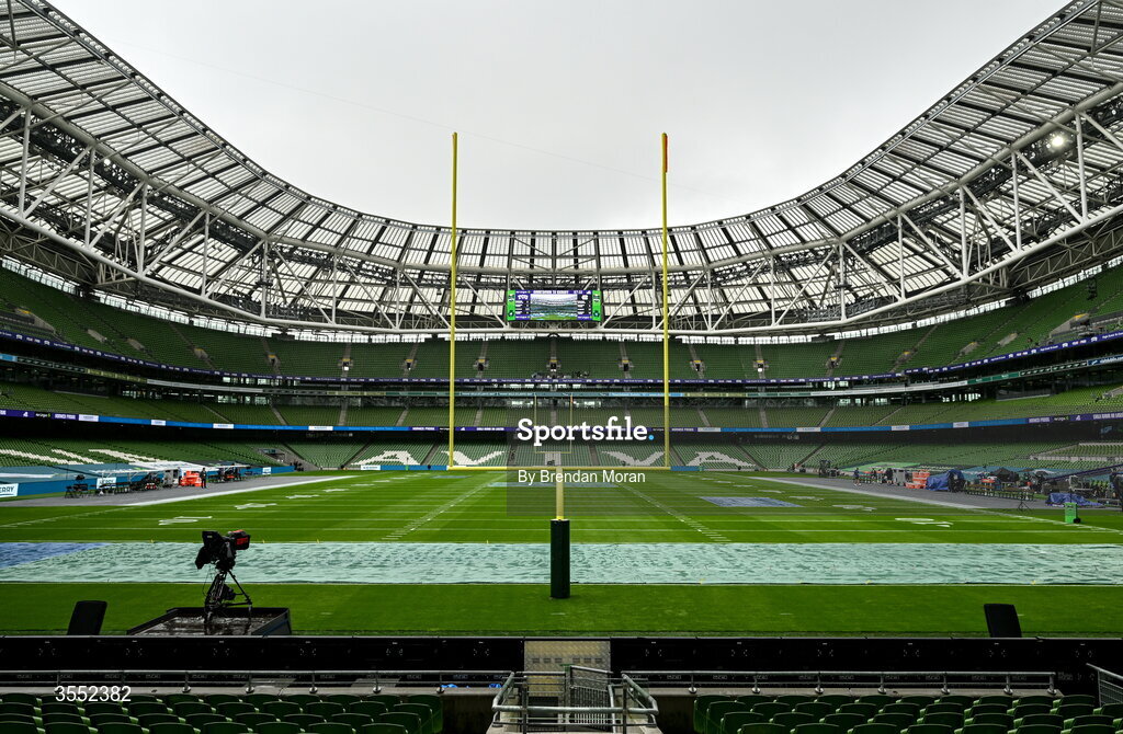29 August 2026; A general view of Aviva Stadium before the 2026 Aer Lingus College Football Classic match between TCU and North Carolina in Dublin. Photo by Brendan Moran/Sportsfile