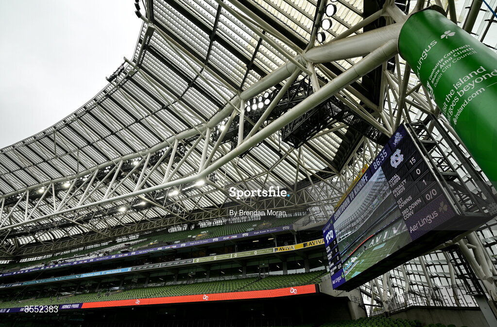 29 August 2026; A general view of Aviva Stadium before the 2026 Aer Lingus College Football Classic match between TCU and North Carolina in Dublin. Photo by Brendan Moran/Sportsfile