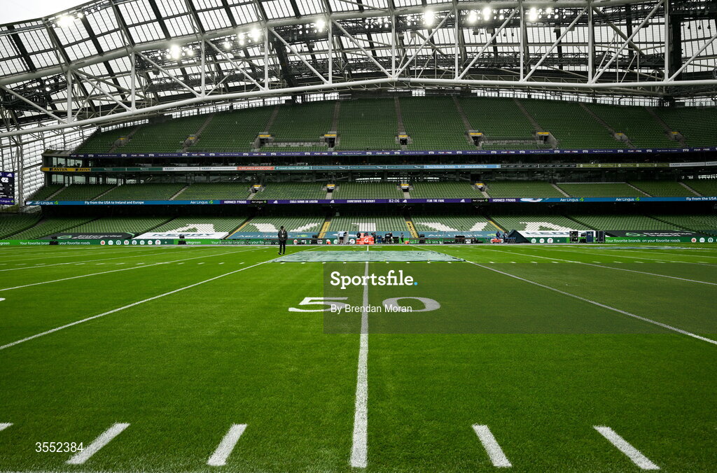 29 August 2026; A general view of Aviva Stadium before the 2026 Aer Lingus College Football Classic match between TCU and North Carolina in Dublin. Photo by Brendan Moran/Sportsfile