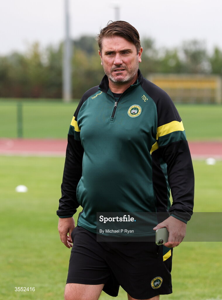 29 August 2026; CK United manager Tom O'Connor during the FAI National League Group 3 match between CK United and Newbridge Town at SETU Sports Complex in Carlow. Photo by Michael P Ryan/Sportsfile