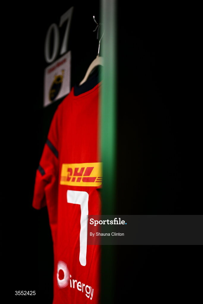 29 August 2026; The jersey of Grace Moore of Munster is seen in the dressing-room ahead of the Vodafone Womens Interprovincial Championship final match between Munster and Leinster at Dexcom Stadium in Galway. Photo by Shauna Clinton/Sportsfile