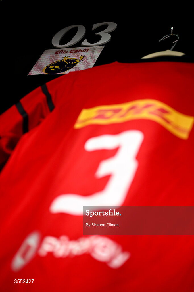 29 August 2026; The jersey of Eilís Cahill of Munster is seen in the dressing-room ahead of the Vodafone Womens Interprovincial Championship final match between Munster and Leinster at Dexcom Stadium in Galway. Photo by Shauna Clinton/Sportsfile