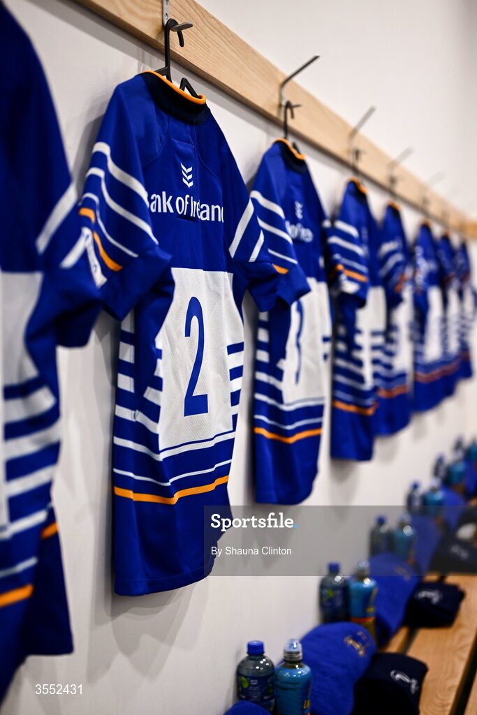 29 August 2026; The jersey of Leinster captain Sarah Delaney, centre, is seen in the dressing-room ahead of the Vodafone Womens Interprovincial Championship final match between Munster and Leinster at Dexcom Stadium in Galway. Photo by Shauna Clinton/Sportsfile