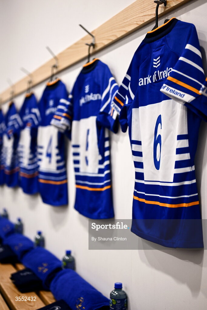29 August 2026; The jersey of Kathy Baker of Leinster is seen in the dressing-room ahead of the Vodafone Womens Interprovincial Championship final match between Munster and Leinster at Dexcom Stadium in Galway. Photo by Shauna Clinton/Sportsfile
