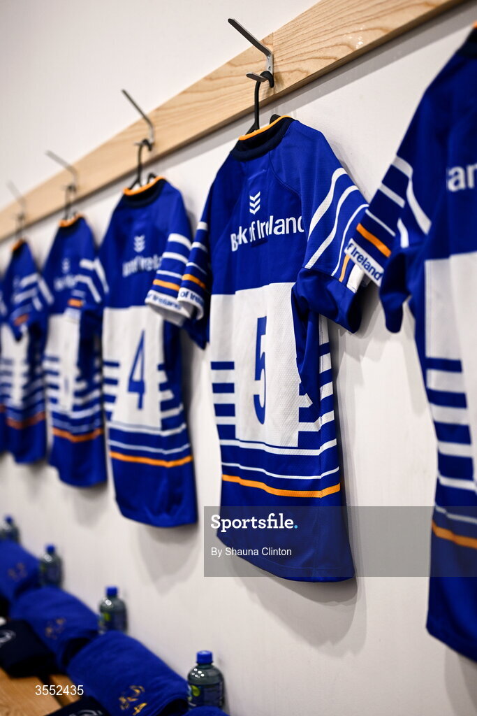29 August 2026; The jersey of Kate Jordan of Leinster is seen in the dressing-room ahead of the Vodafone Womens Interprovincial Championship final match between Munster and Leinster at Dexcom Stadium in Galway. Photo by Shauna Clinton/Sportsfile