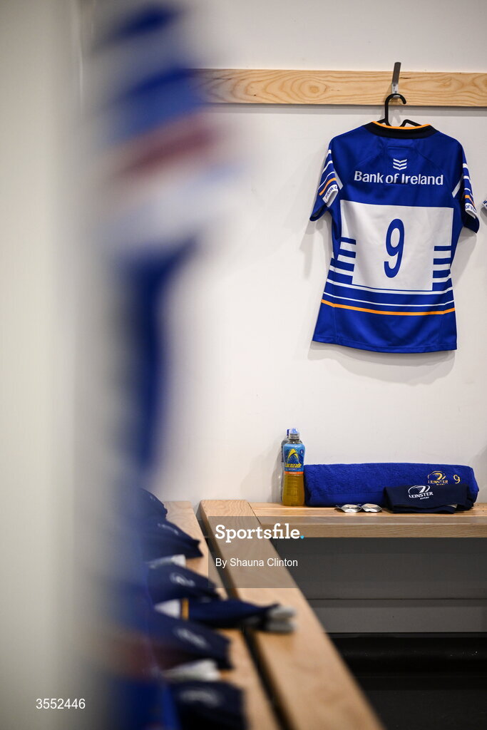 29 August 2026; The jersey of Katie Whelan of Leinster is seen in the dressing-room ahead of the Vodafone Womens Interprovincial Championship final match between Munster and Leinster at Dexcom Stadium in Galway. Photo by Shauna Clinton/Sportsfile