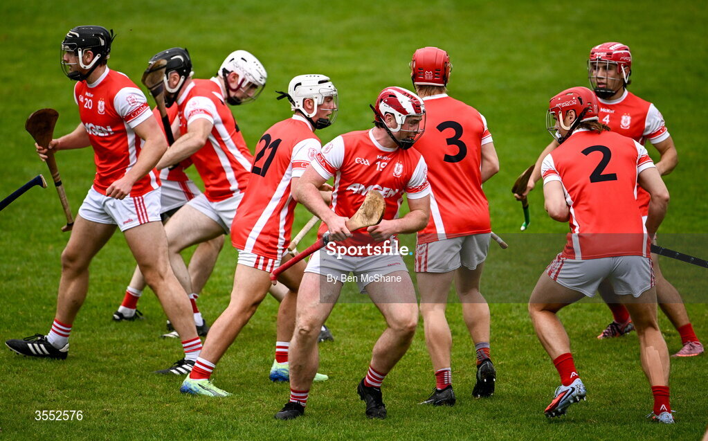 29 August 2026; Cuala players warm-up before the PTSB Dublin Senior Club Hurling Championships Round 4 match between Cuala and Faughs at Parnell Park in Dublin. Photo by Ben McShane/Sportsfile