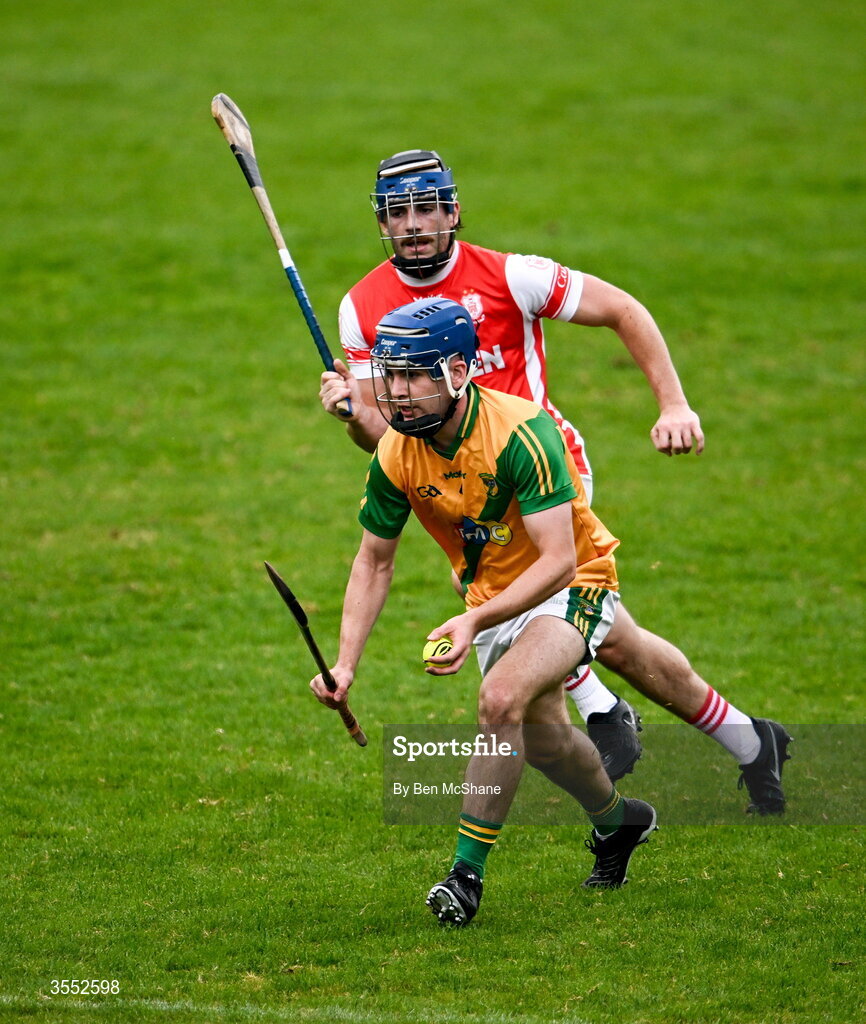 29 August 2026; Joe Kenny of Faughs in action against Conall O'Toole of Cuala during the PTSB Dublin Senior Club Hurling Championships Round 4 match between Cuala and Faughs at Parnell Park in Dublin. Photo by Ben McShane/Sportsfile