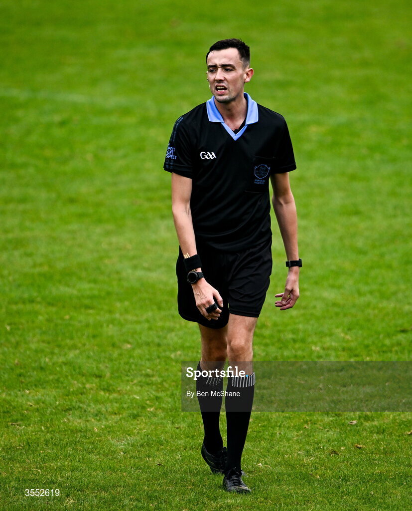 29 August 2026; Referee Rory Hanley during the PTSB Dublin Senior Club Hurling Championships Round 4 match between Cuala and Faughs at Parnell Park in Dublin. Photo by Ben McShane/Sportsfile
