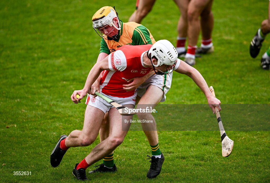 29 August 2026; George O'Toole of Cuala in action against Aedan Mostyn of Faughs during the PTSB Dublin Senior Club Hurling Championships Round 4 match between Cuala and Faughs at Parnell Park in Dublin. Photo by Ben McShane/Sportsfile