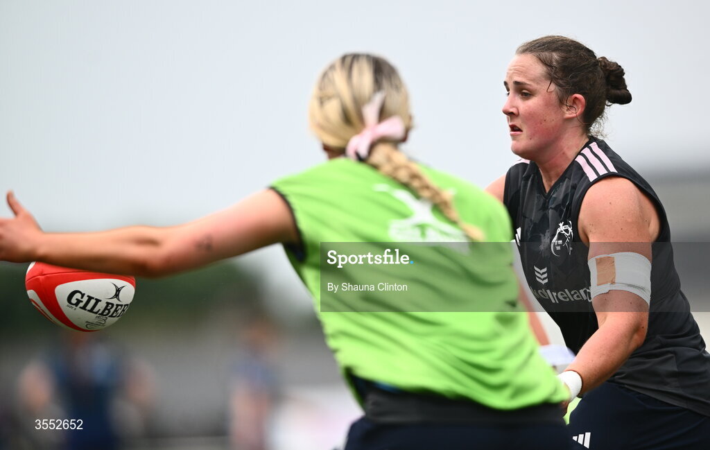 29 August 2026; Enya Breen of Munster warms-up before the Vodafone Womens Interprovincial Championship final match between Munster and Leinster at Dexcom Stadium in Galway. Photo by Shauna Clinton/Sportsfile