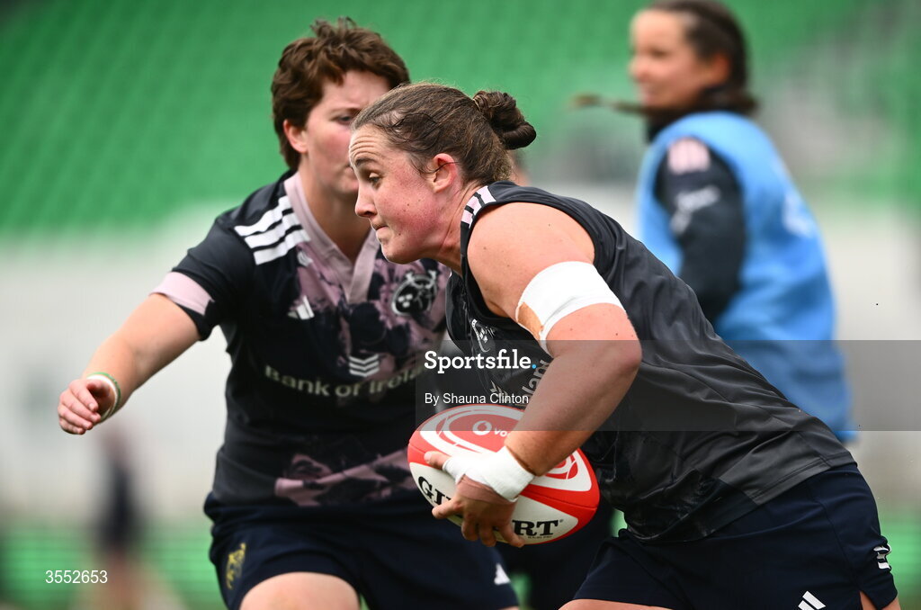 29 August 2026; Enya Breen of Munster warms-up before the Vodafone Womens Interprovincial Championship final match between Munster and Leinster at Dexcom Stadium in Galway. Photo by Shauna Clinton/Sportsfile