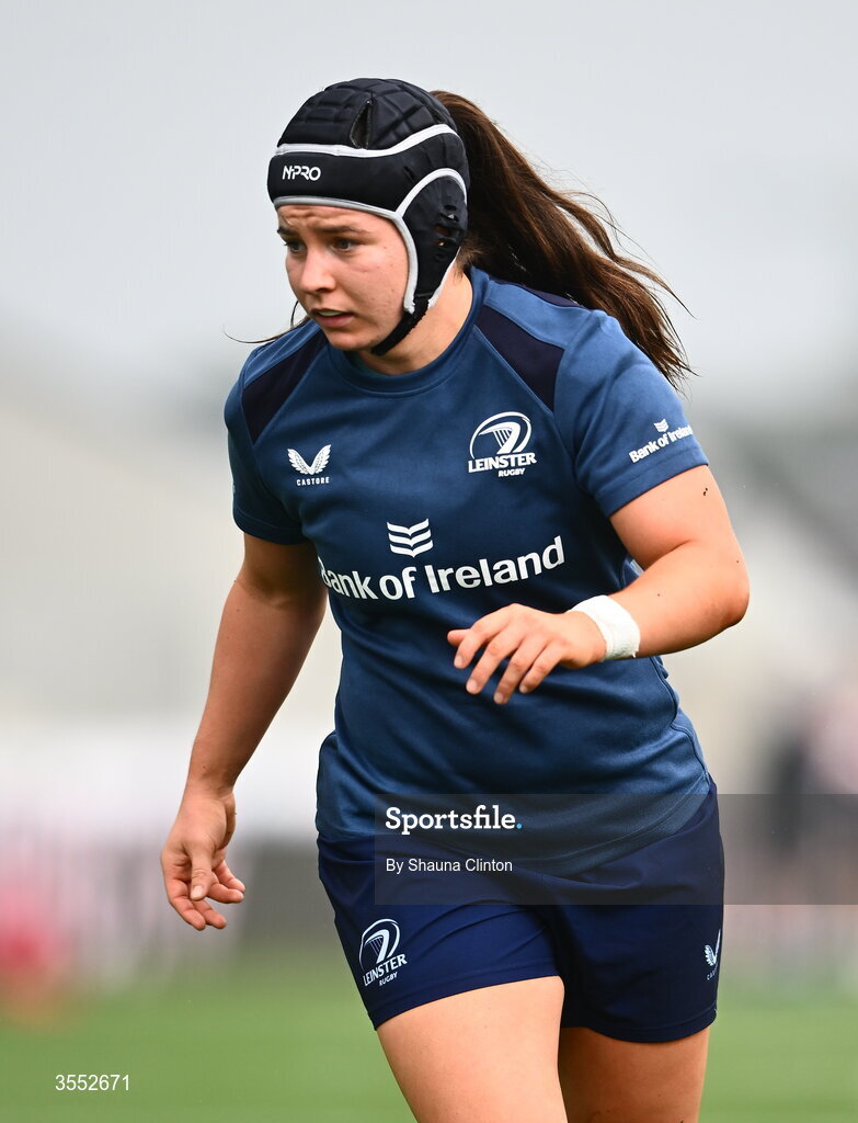 29 August 2026; Leinster captain Sarah Delaney warms-up before the Vodafone Womens Interprovincial Championship final match between Munster and Leinster at Dexcom Stadium in Galway. Photo by Shauna Clinton/Sportsfile