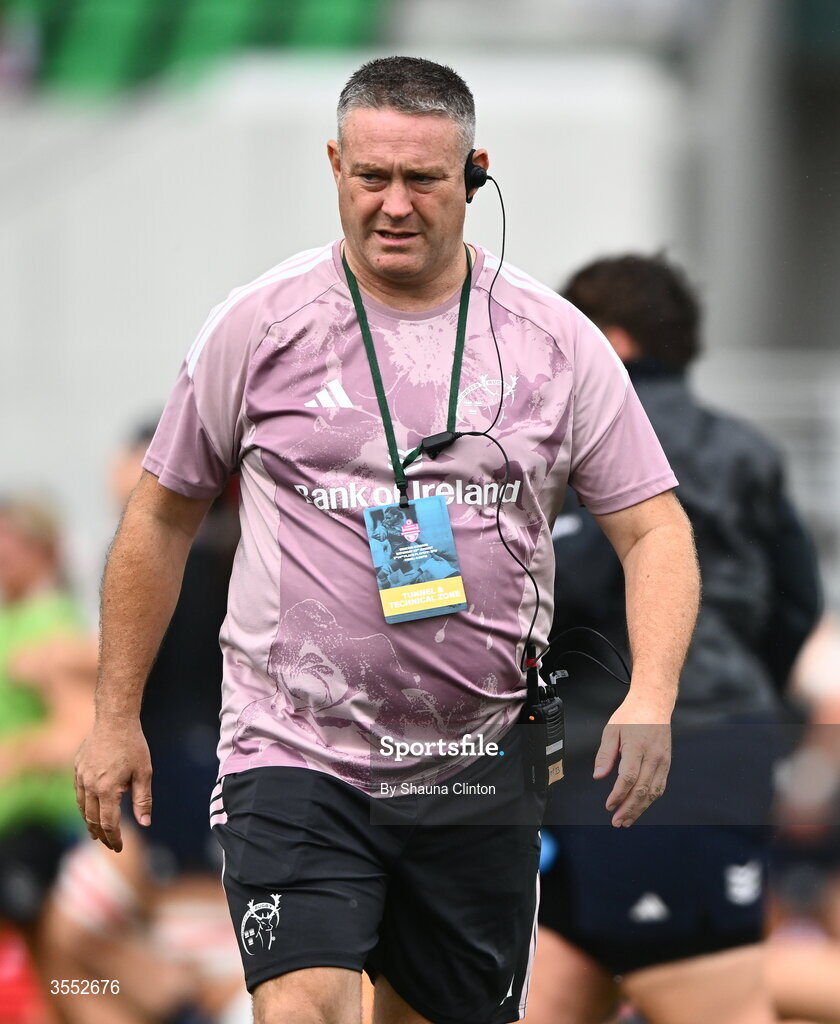 29 August 2026; Munster head coach Matt Brown before the Vodafone Womens Interprovincial Championship final match between Munster and Leinster at Dexcom Stadium in Galway. Photo by Shauna Clinton/Sportsfile