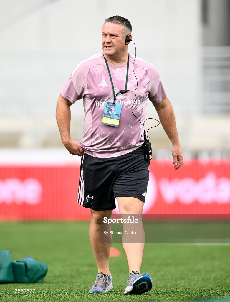29 August 2026; Munster head coach Matt Brown before the Vodafone Womens Interprovincial Championship final match between Munster and Leinster at Dexcom Stadium in Galway. Photo by Shauna Clinton/Sportsfile