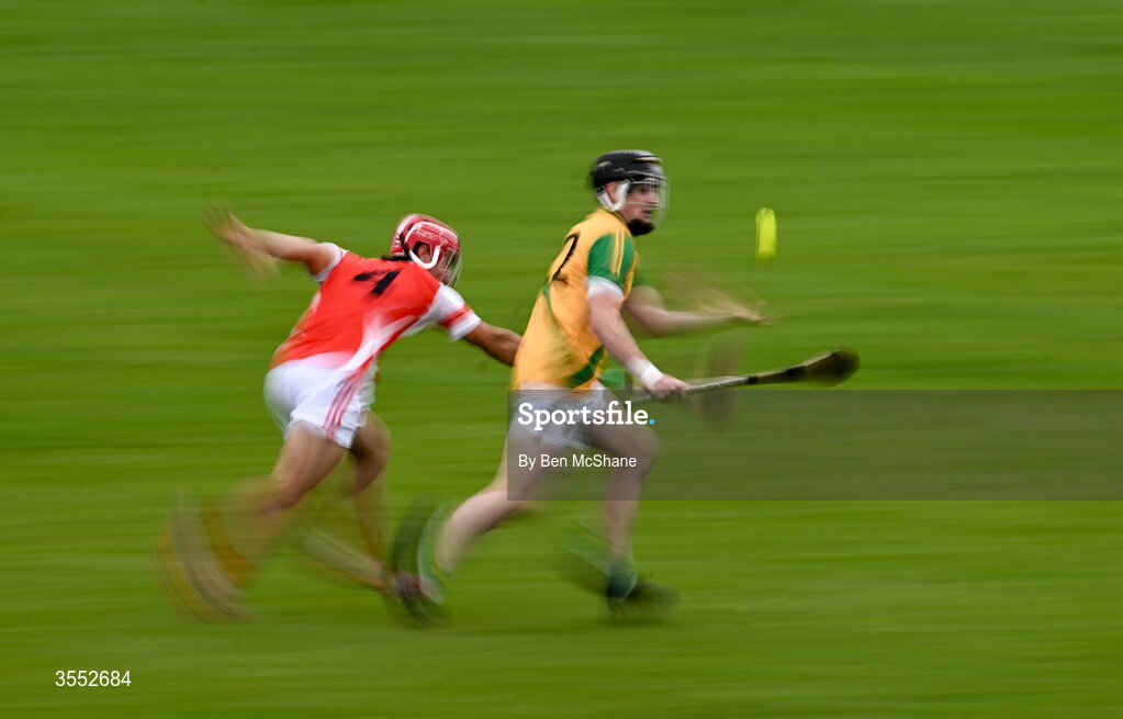 29 August 2026; Brian Murray of Faughs in action against Conor Groarke of Cuala during the PTSB Dublin Senior Club Hurling Championships Round 4 match between Cuala and Faughs at Parnell Park in Dublin. Photo by Ben McShane/Sportsfile