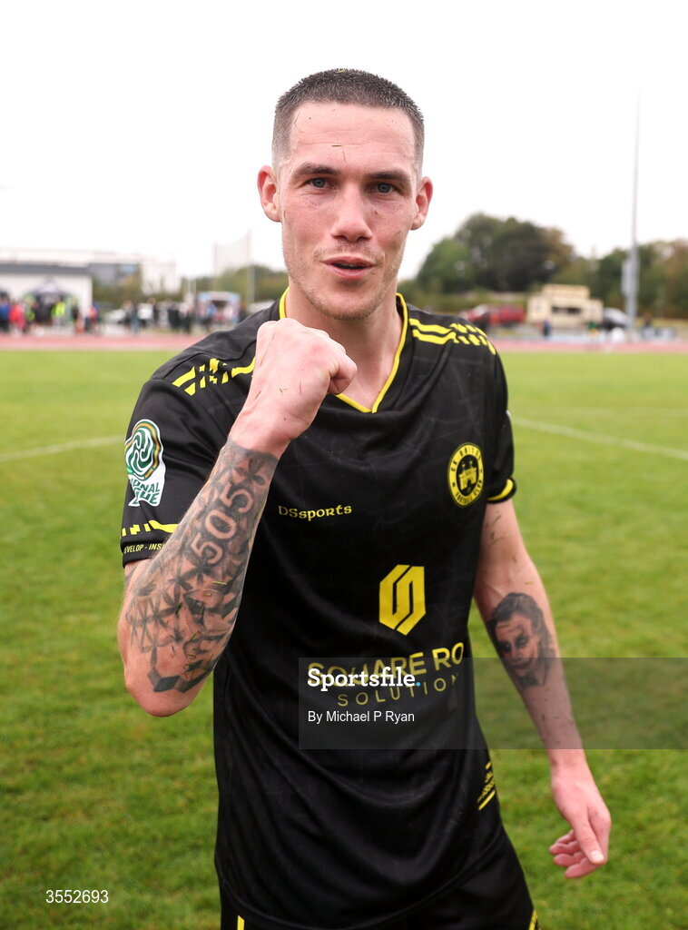 29 August 2026; Dean Denieffe Kelly of CK United after his side's victory in the FAI National League Group 3 match between CK United and Newbridge Town at SETU Sports Complex in Carlow. Photo by Michael P Ryan/Sportsfile