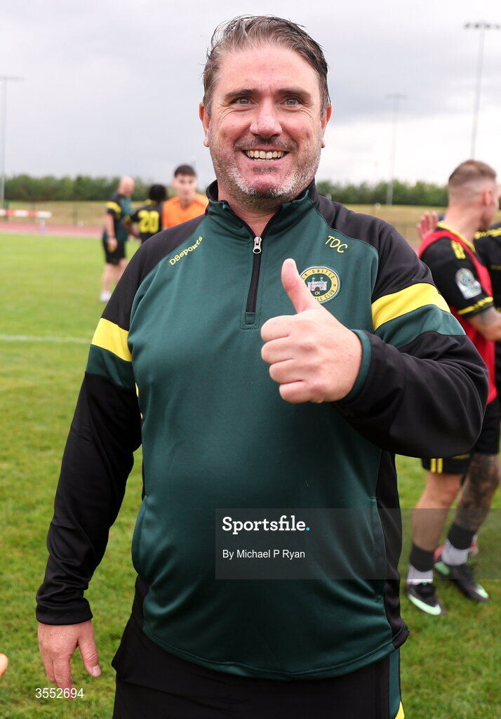 29 August 2026; CK United manager Tom O'Connor after his side's victory in the FAI National League Group 3 match between CK United and Newbridge Town at SETU Sports Complex in Carlow. Photo by Michael P Ryan/Sportsfile
