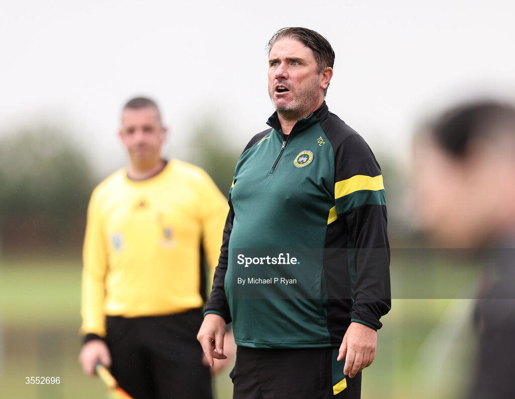 29 August 2026; CK United manager Tom O'Connor during the FAI National League Group 3 match between CK United and Newbridge Town at SETU Sports Complex in Carlow. Photo by Michael P Ryan/Sportsfile