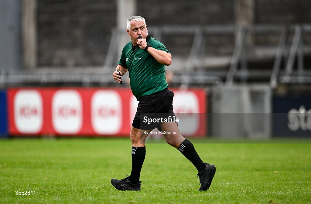 29 August 2026; Referee Damien Burnett during the PTSB Dublin Senior Club Hurling Championships Round 4 match between Ballyboden St Enda's and St Jude's at Parnell Park in Dublin. Photo by Ben McShane/Sportsfile