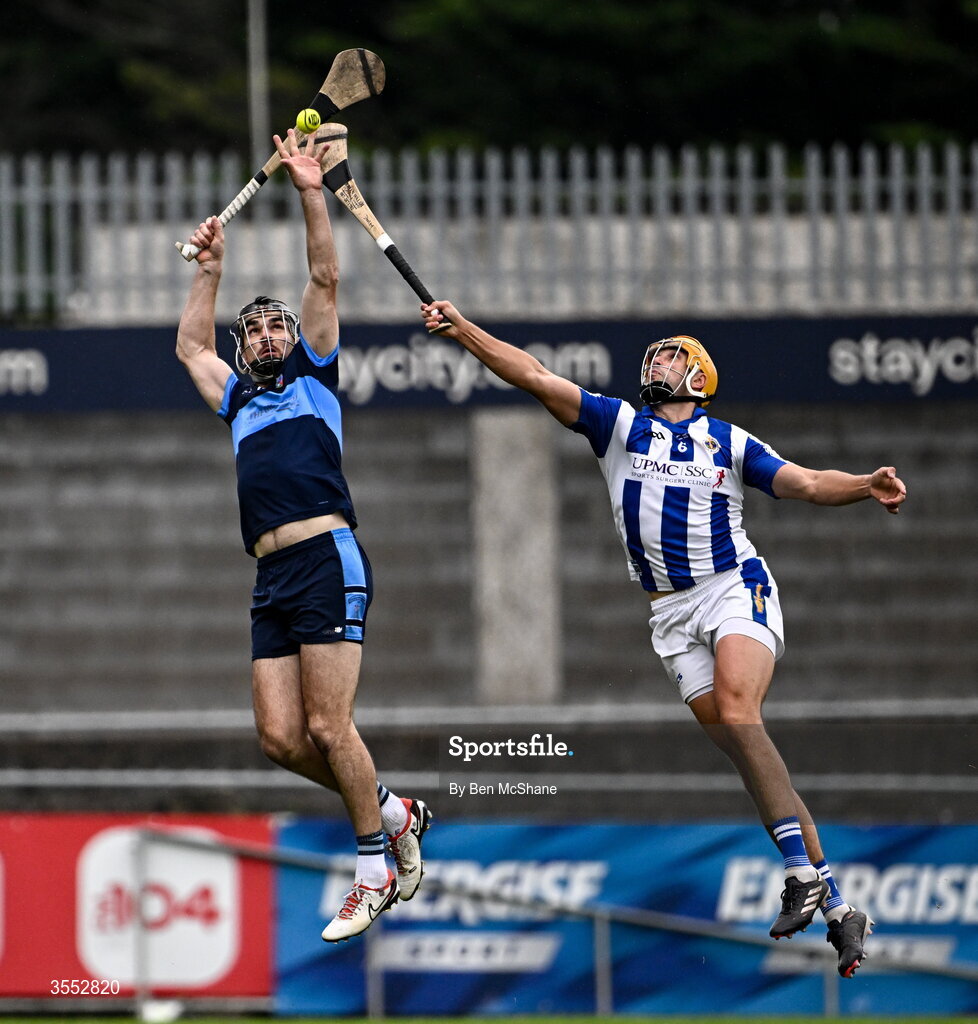 29 August 2026; Danny Sutcliffe of St Jude's in action against Conor Dooley of Ballyboden St Enda's during the PTSB Dublin Senior Club Hurling Championships Round 4 match between Ballyboden St Enda's and St Jude's at Parnell Park in Dublin. Photo by Ben McShane/Sportsfile