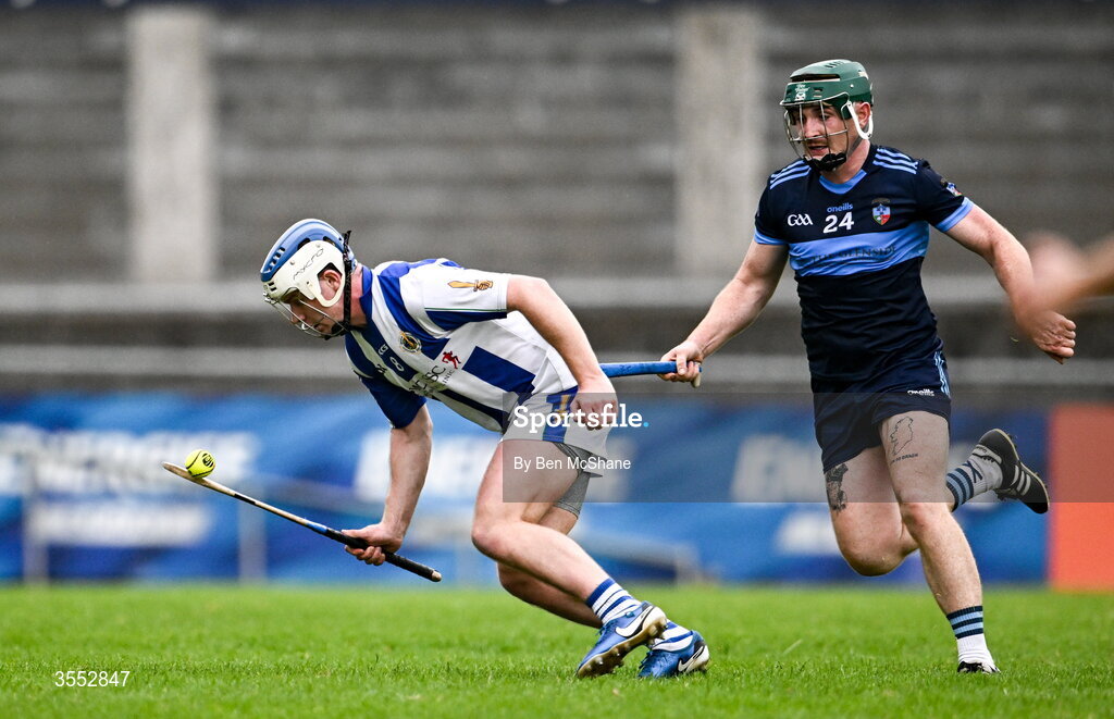 29 August 2026; Eoin Behan of Ballyboden St Enda's in action against Mark Maguire of St Jude's during the PTSB Dublin Senior Club Hurling Championships Round 4 match between Ballyboden St Enda's and St Jude's at Parnell Park in Dublin. Photo by Ben McShane/Sportsfile