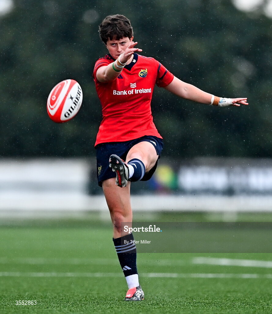 29 August 2026; Caitríona Finn of Munster during the Vodafone Womens Interprovincial Championship final match between Munster and Leinster at Dexcom Stadium in Galway. Photo by Tyler Miller/Sportsfile