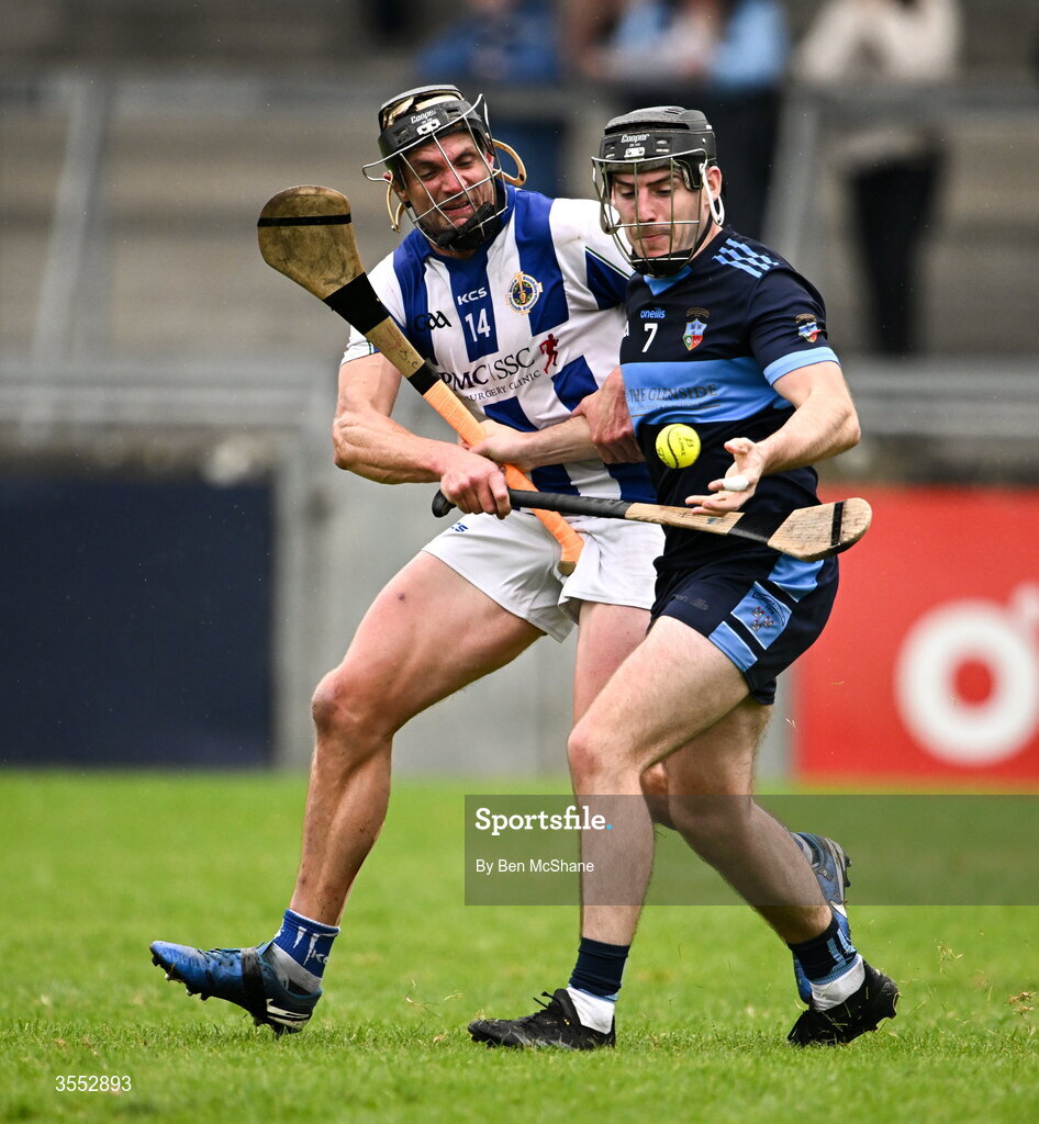 29 August 2026; John Carty of St Jude's in action against Timmy Hammersley of Ballyboden St Enda's during the PTSB Dublin Senior Club Hurling Championships Round 4 match between Ballyboden St Enda's and St Jude's at Parnell Park in Dublin. Photo by Ben McShane/Sportsfile