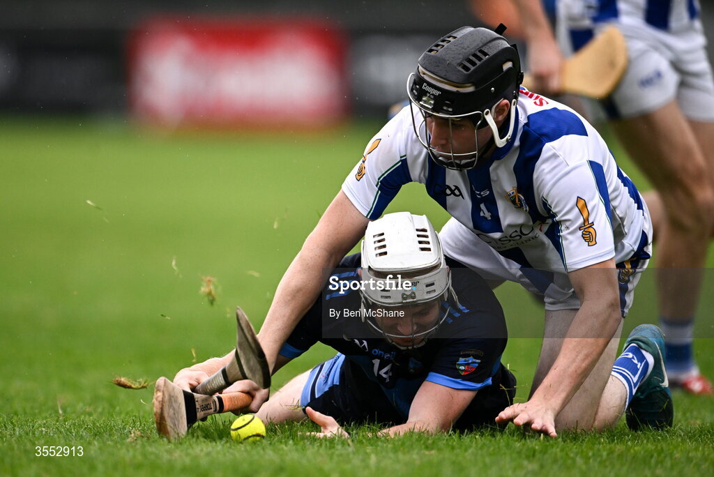 29 August 2026; Callyn Graham of St Jude's in action against Jim Kennedy of Ballyboden St Enda's during the PTSB Dublin Senior Club Hurling Championships Round 4 match between Ballyboden St Enda's and St Jude's at Parnell Park in Dublin. Photo by Ben McShane/Sportsfile