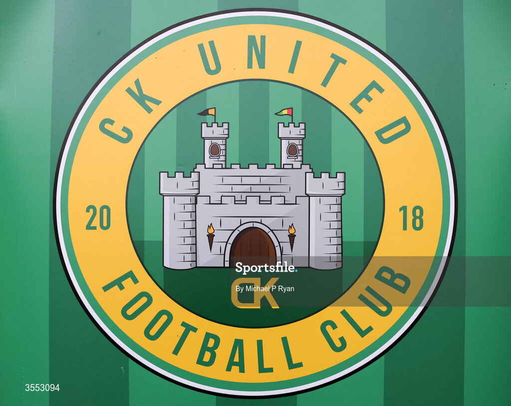 29 August 2026; A detailed view of the CK United crest before the FAI National League Group 3 match between CK United and Newbridge Town at SETU Sports Complex in Carlow. Photo by Michael P Ryan/Sportsfile