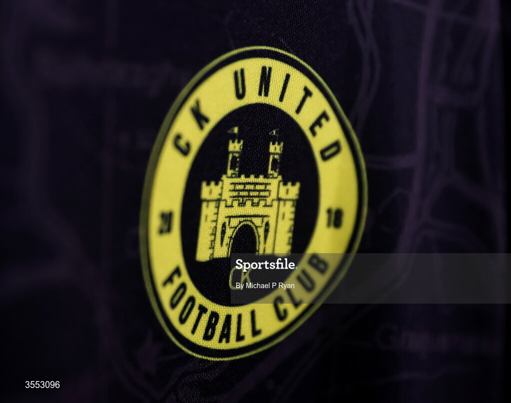 29 August 2026; A detailed view of the CK United crest before the FAI National League Group 3 match between CK United and Newbridge Town at SETU Sports Complex in Carlow. Photo by Michael P Ryan/Sportsfile