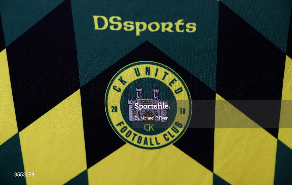 29 August 2026; A detailed view of the CK United crest before the FAI National League Group 3 match between CK United and Newbridge Town at SETU Sports Complex in Carlow. Photo by Michael P Ryan/Sportsfile
